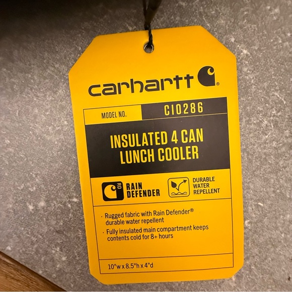 Carhartt Insulated 4 Can Lunch Cooler Rain Defender Bag Black NWT - Picture 8 of 12